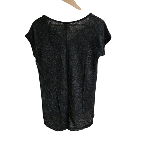 Bobeau Oversized Gold Fleck Deep Grey Heathered V-neck Shirt, Casual, Size Small - Picture 2 of 6